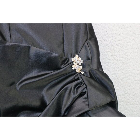 Cach'e Black Strapless Satin Party Dress-Jeweled Pin-Size 8-Whimsigoth - Picture 9 of 14